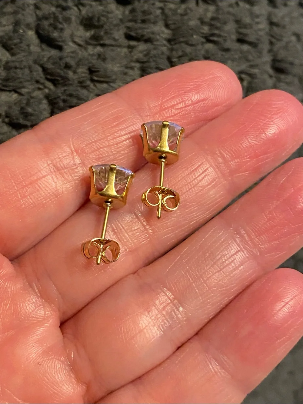 Gold-Plated CZ Stud Earrings